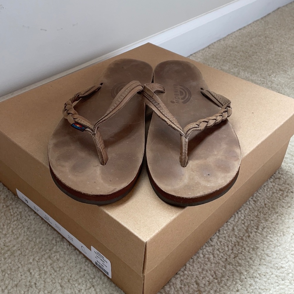 Women’s Rainbow Braided Leather Sandals